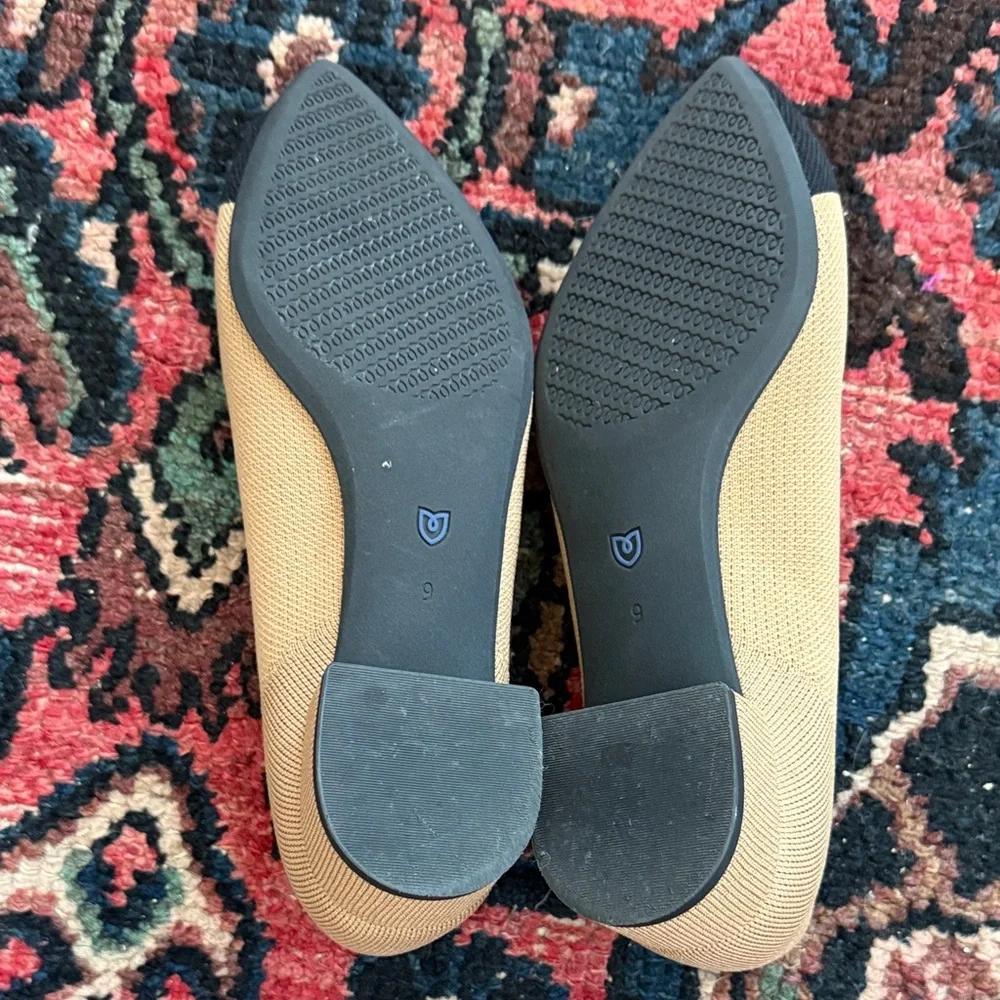Rothy's Two-Tone High Point Knit Pumps in Beige, Black - Picture 4 of 5